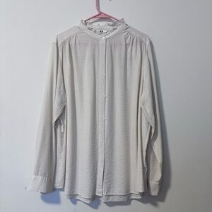 Uniqlo Cream Ruffle Collar Top